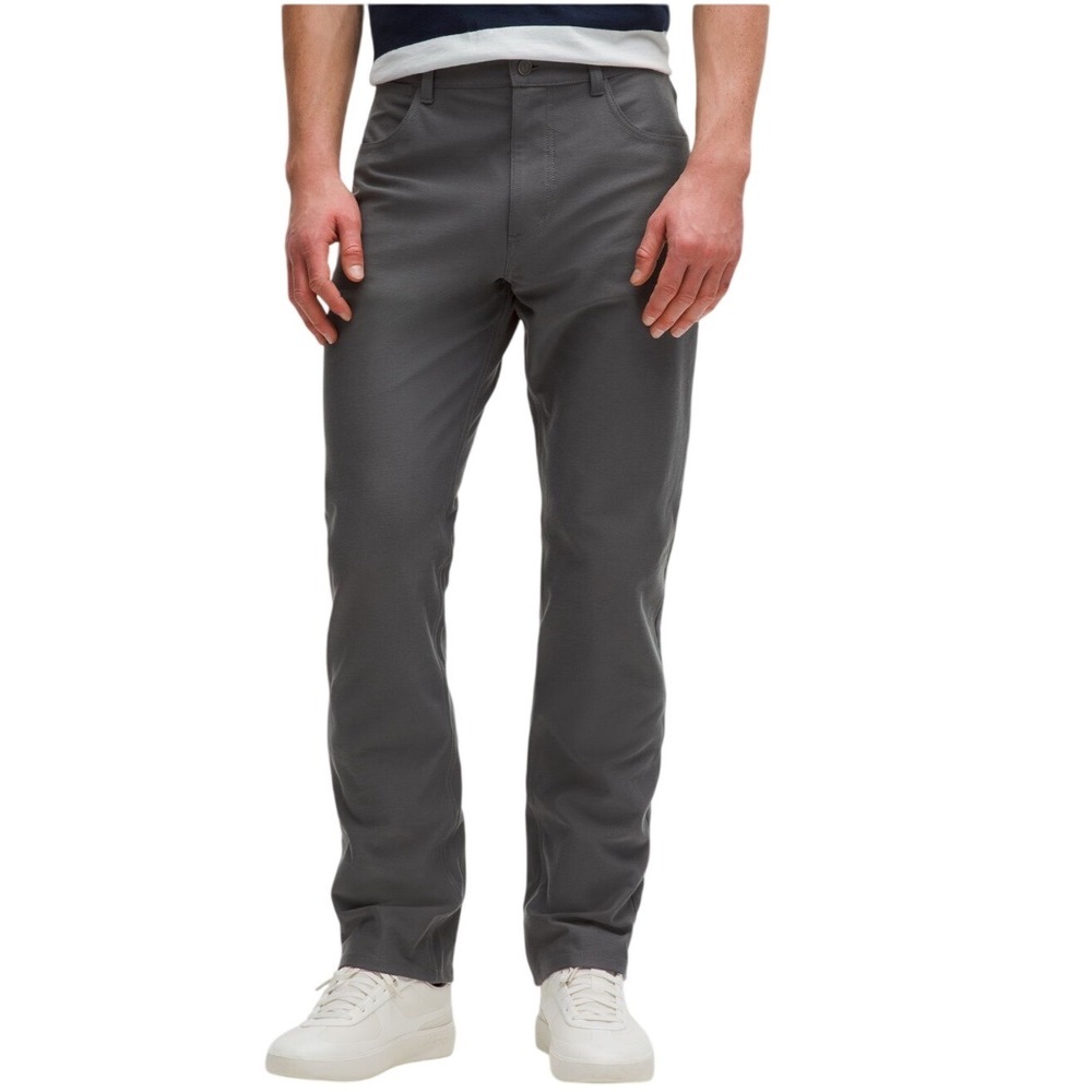 Lululemon Mens EasyFive Classic Straight Pants Onyx Grey Size 32 Utilitech Twill